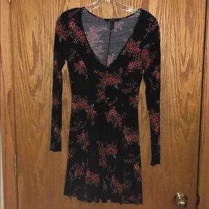 Black Floral Long Sleeve Dress